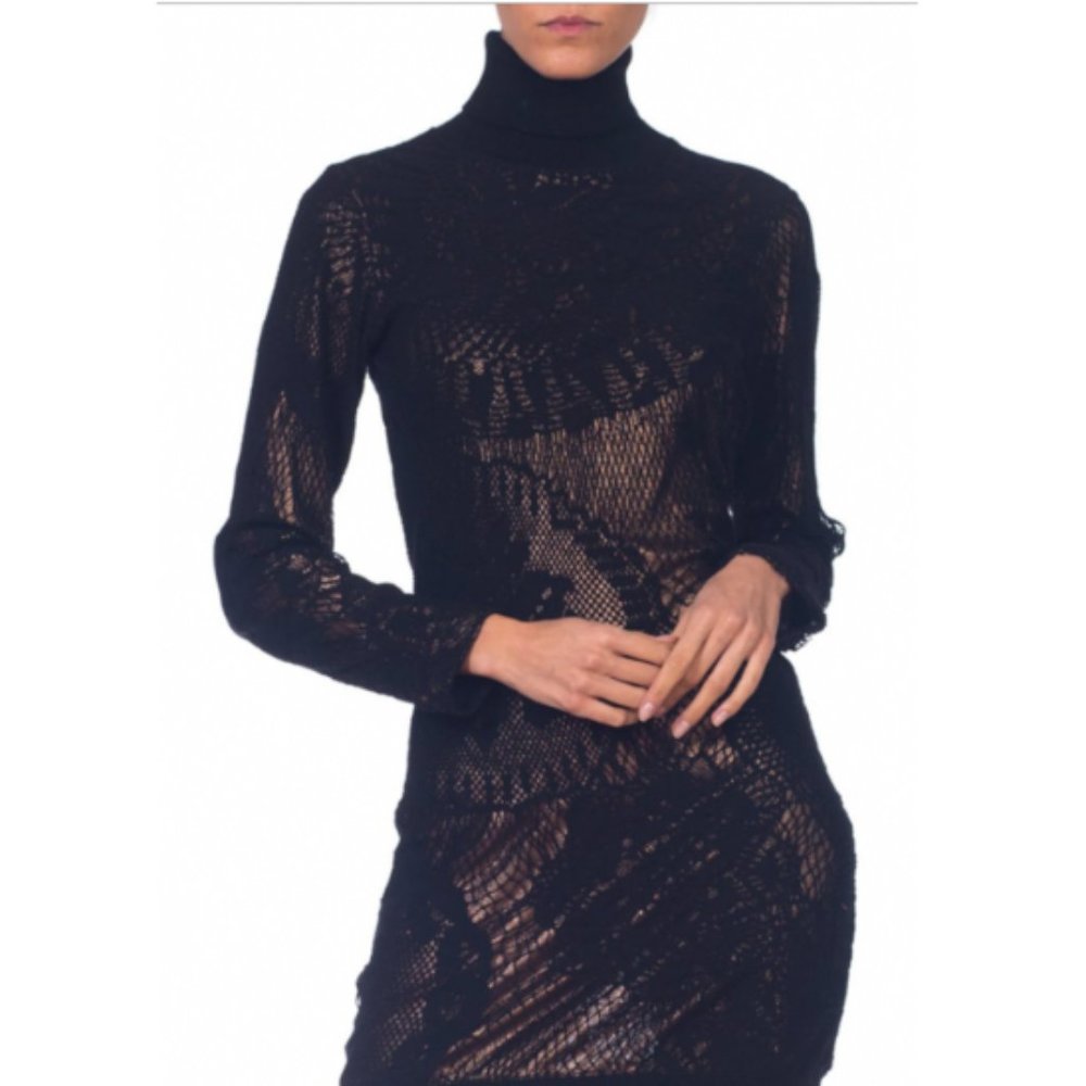 Jean Paul Gaultier lace-mesh long sleeve d…